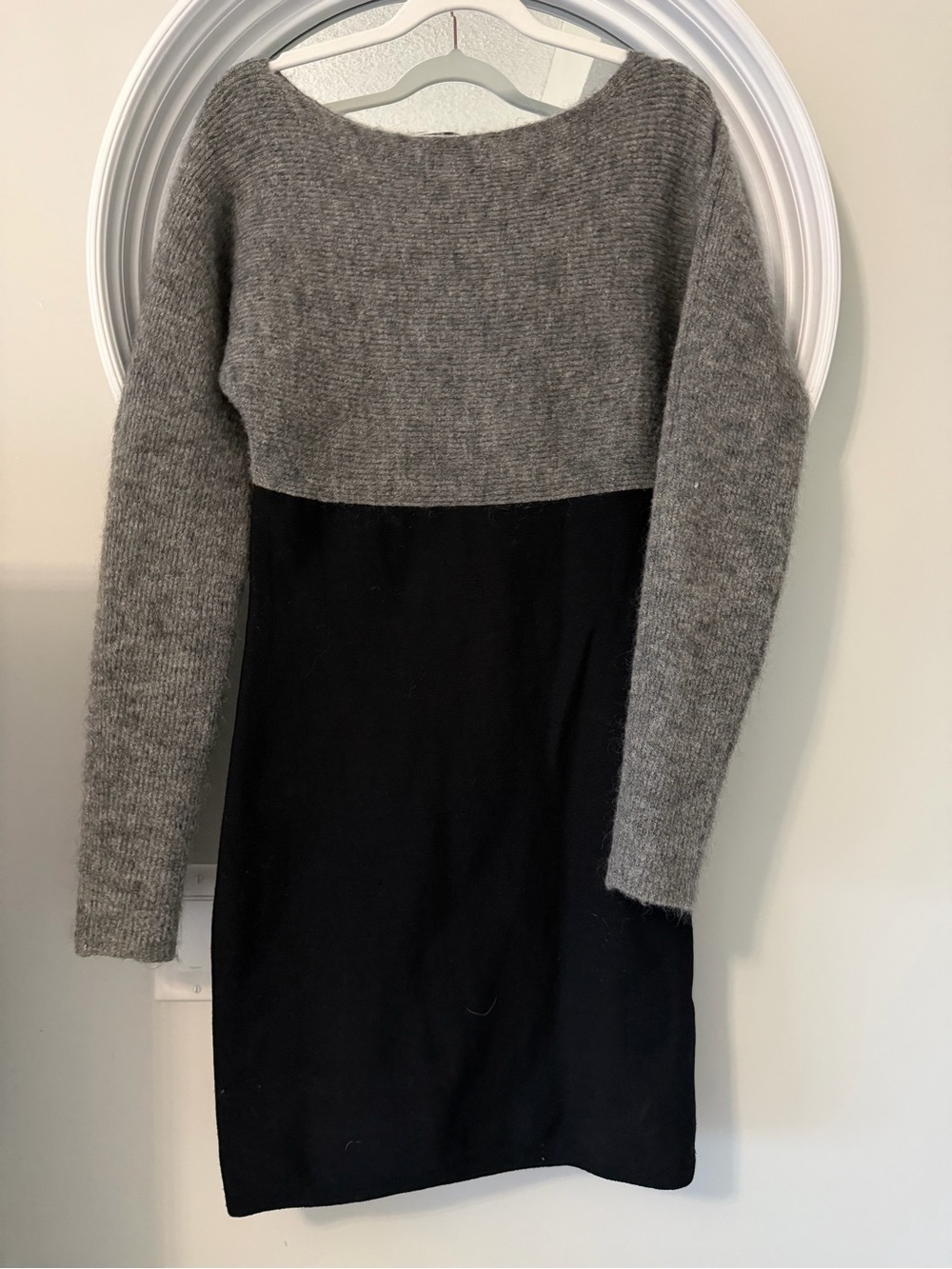 Armani Exchange Grey and Black Long Sleeve Knit Dress